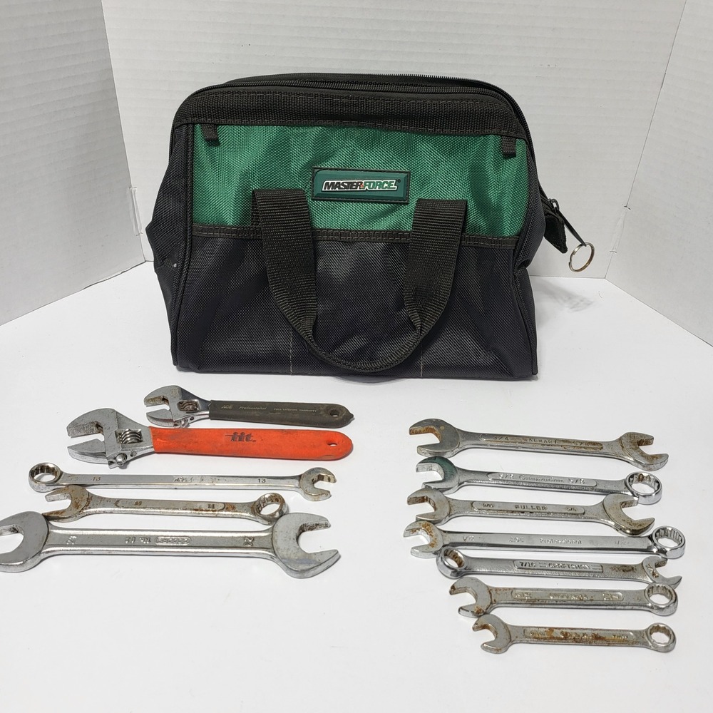 Masterforce Tool Bag with 11pc Wrench Set Craftsman Ace Fuller Gedore Mixed Lot*